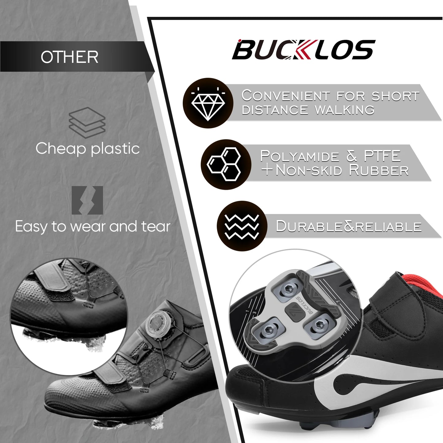 Selbstsichernde Fahrradschuhe mit Anti Rutsch Pedalklampe für LOOK KEO