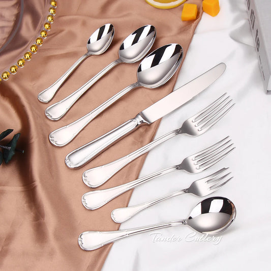 Luxuriöses 4- oder 6-teiliges vergoldetes Besteckset, Edelstahl, spülmaschinenfest