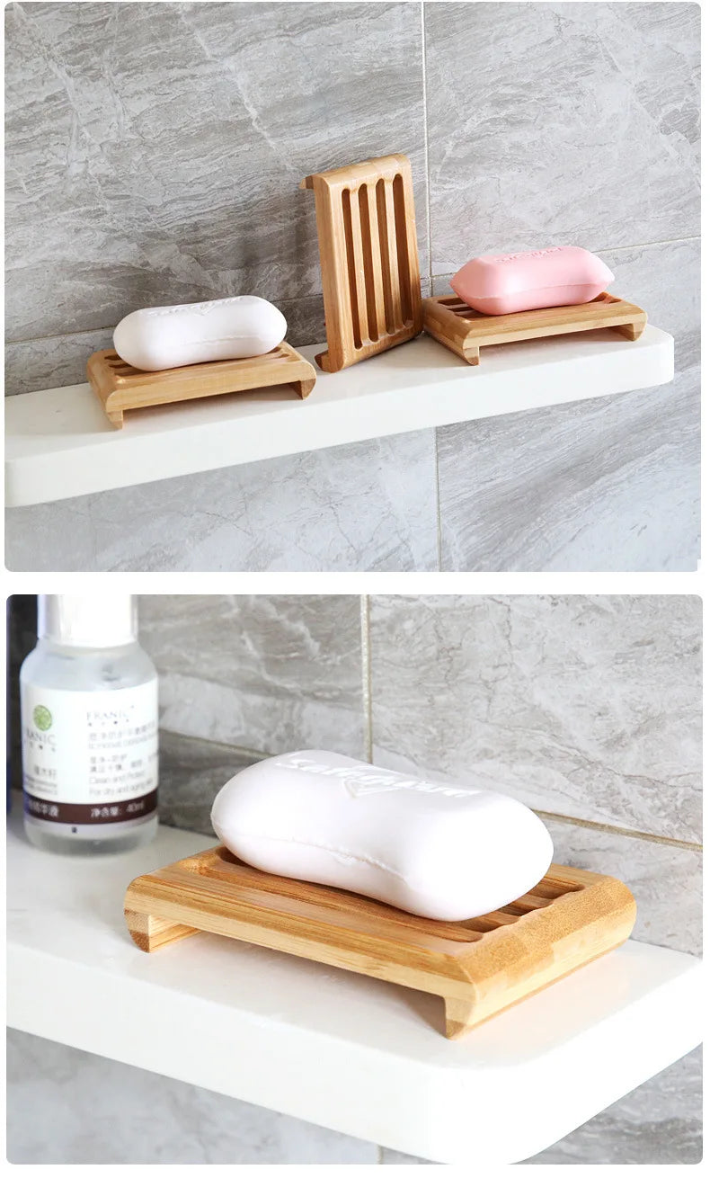 Tragbare Holz Bambus Seifenschale Seifenhalter Bad Zubehör