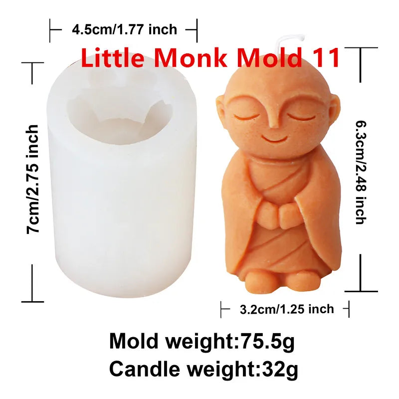 3D Silikon Kerzenform Kleine Buddha Mönch für DIY Dekoration