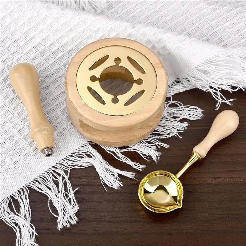 Wachs Schmelz-Set aus Holz mit Ofen Löffel Griff für Basteln