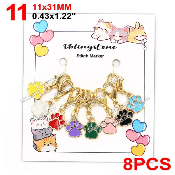 Mix Metall Katze Anhänger Häkeln und Stricken Stich Marker Kits Nadel Clip