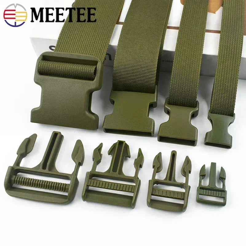 Armygreen Nylon Gurtband Set 20-50mm Kunststoff Schnallen für Rucksack Hundehalsband