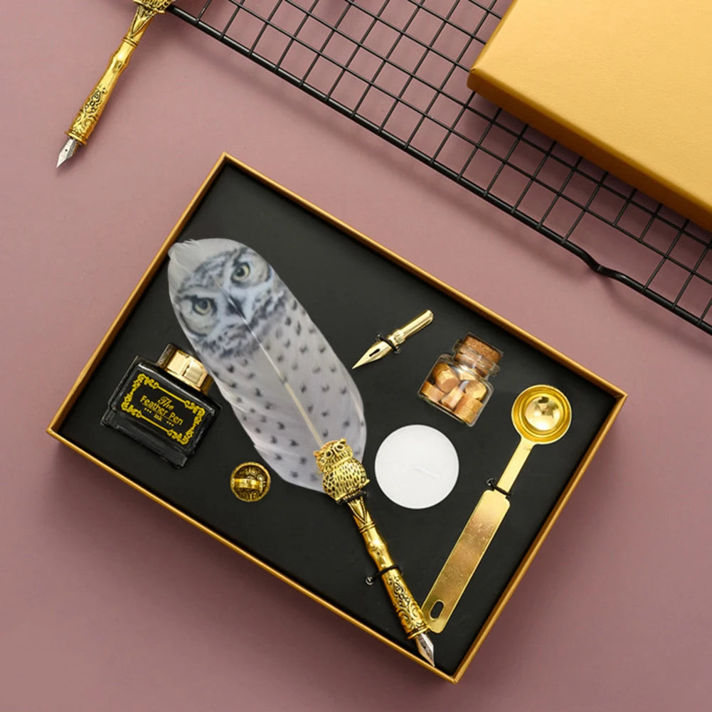 Kreatives Kalligraphie Füllfederhalter Set mit Dip-Stift Wachs und Stempel