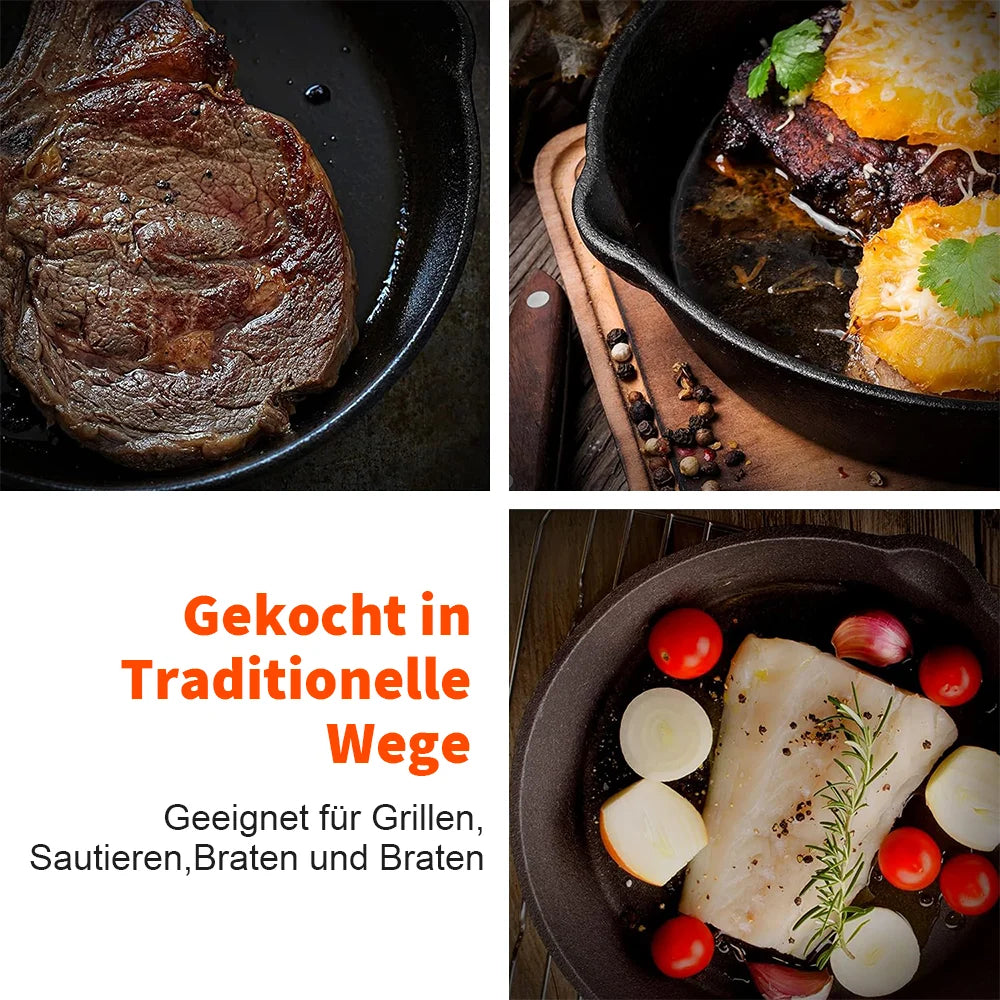 3 Teilige Unbeschichtete Bratpfanne Aus Gusseisen Für Vielseitiges Kochen