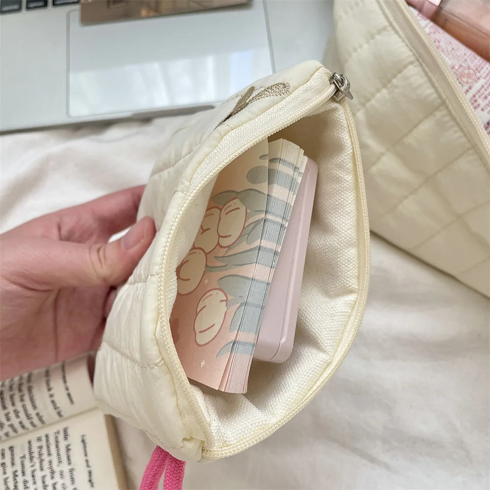 Praktische Kosmetiktasche aus weichem Baumwollstoff für Damen