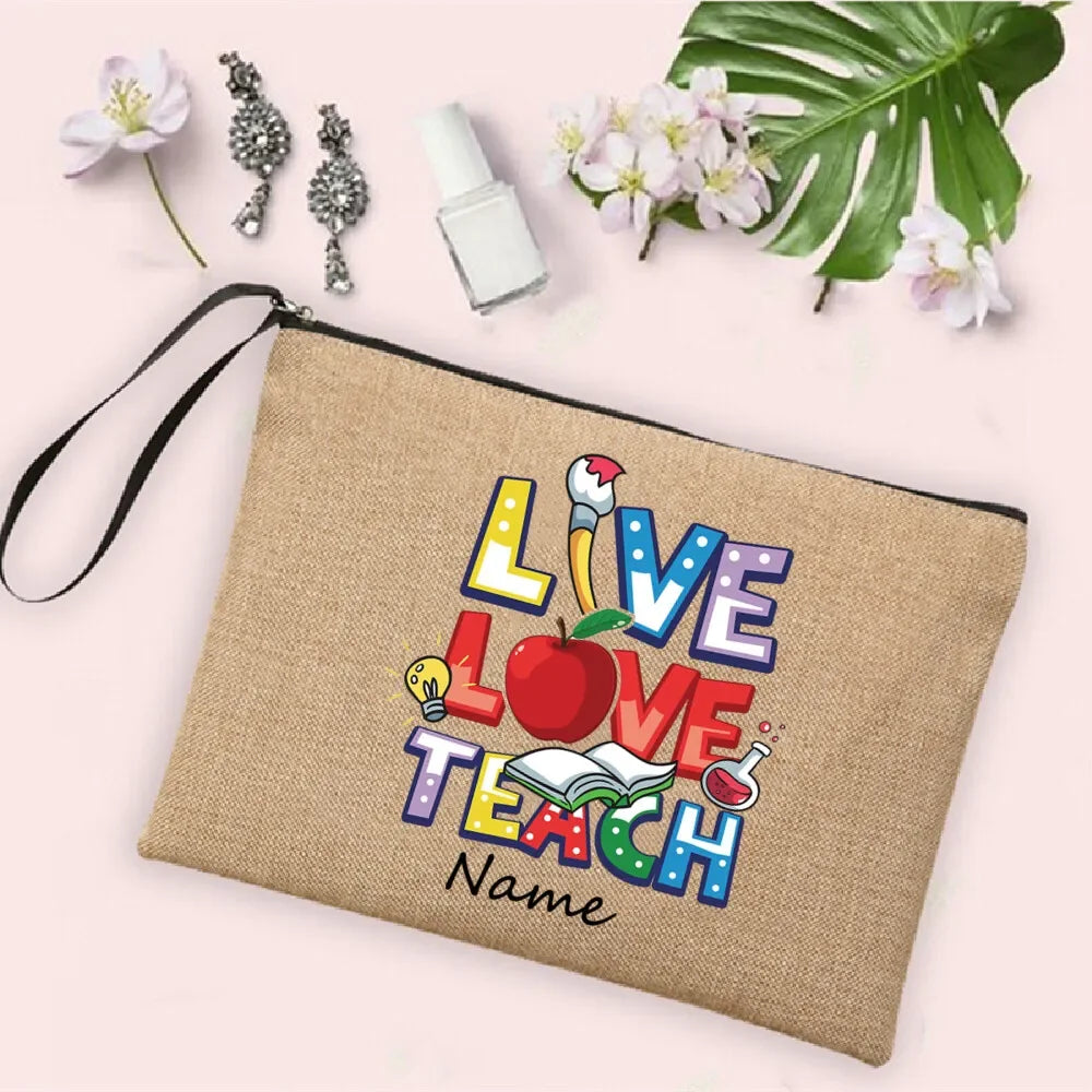 Personalisierte Leinwand Make up Tasche Regenbogen Design