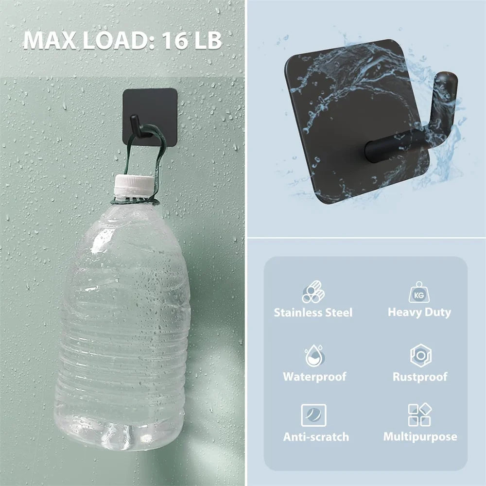4er Edelstahl Klebehaken Selbstklebend Wandhaken für Bad Küche Wasserfest