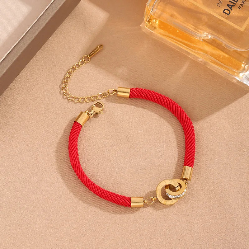 Elegantes Edelstahl Armband mit Römischer Zahl und geflochtenem Seil