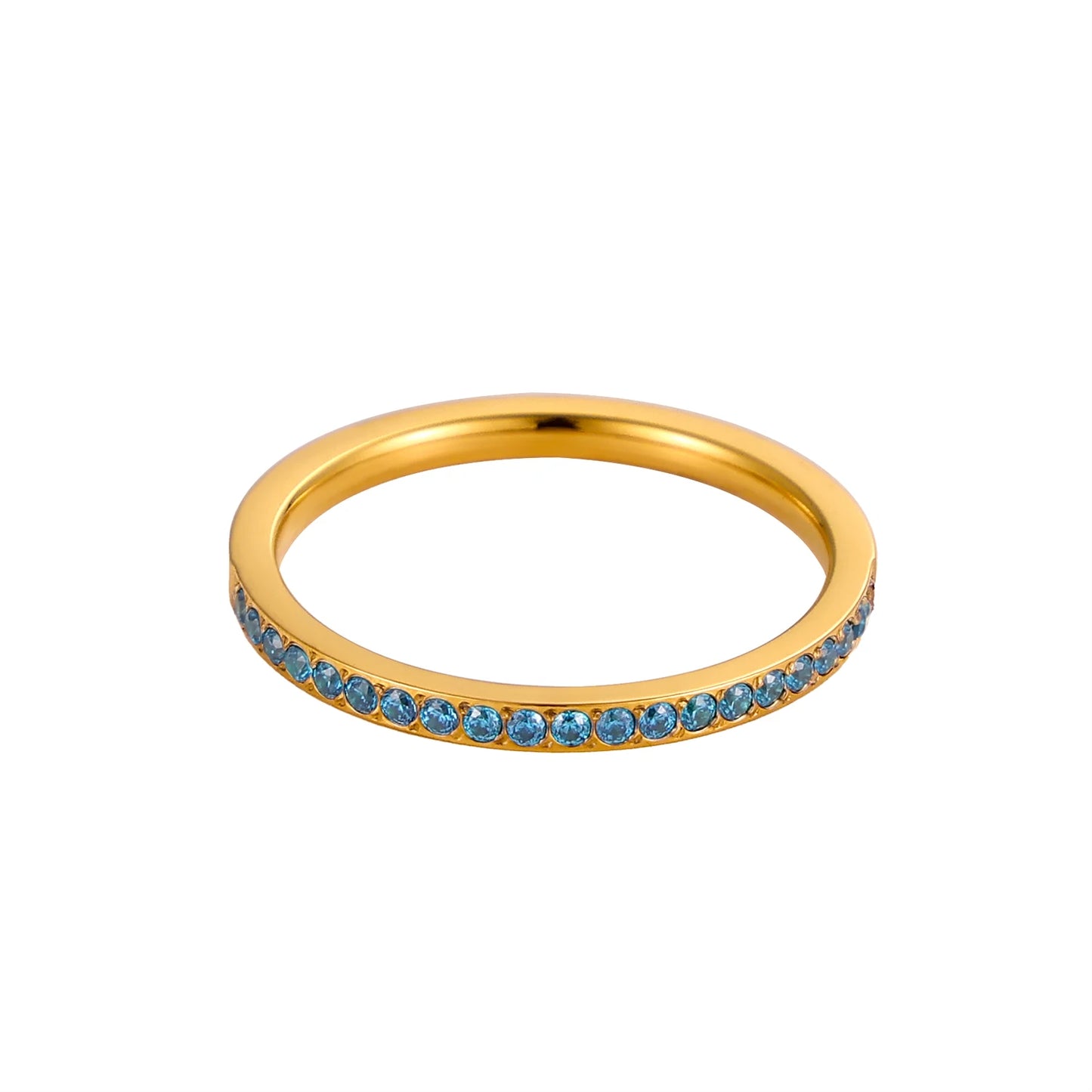 Goldfarbener Edelstahl Ring mit Mini Zirkon Herz Design für Frauen