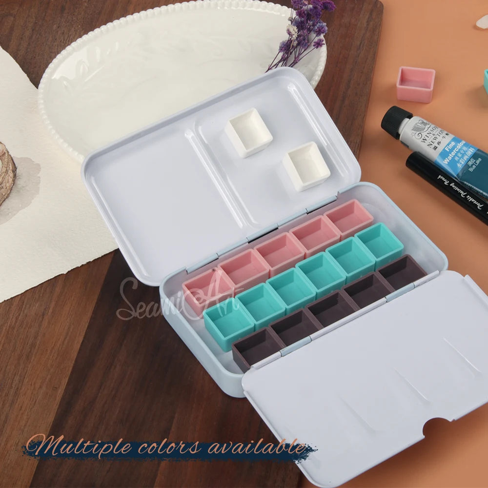 50 magnetische Halbpfannen in 4 Farben – Perfekte Organisation für Aquarellpaletten