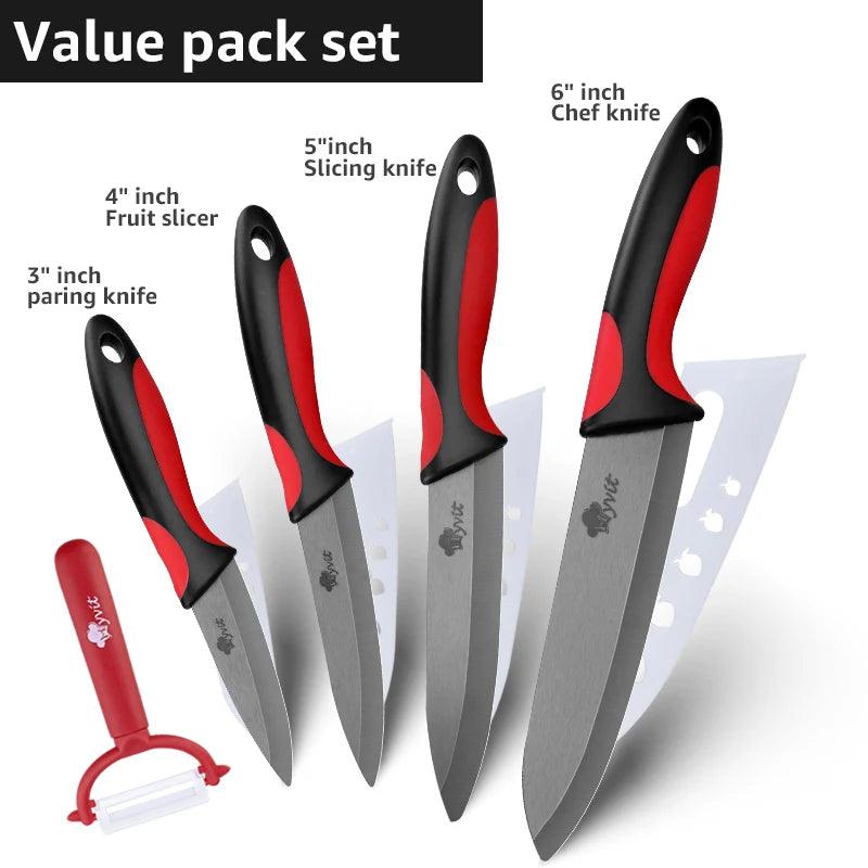 Keramik Messer Set 3-6 Zoll: Vielseitig, Scharf, Schwarze Zirkonia Klinge