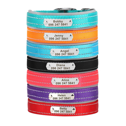 Reflektierendes Nylon-Hundehalsband mit ID-Tag für kleine bis große Hunde