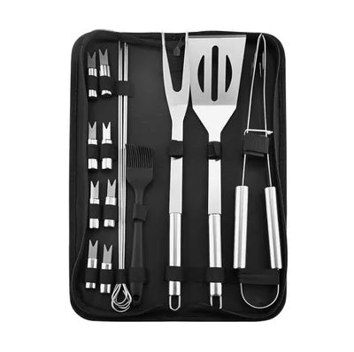 Robustes Edelstahl-Ofenset mit 9-12 Grillwerkzeugen - Tragetasche – Perfekt fürs Outdoor-Grillen