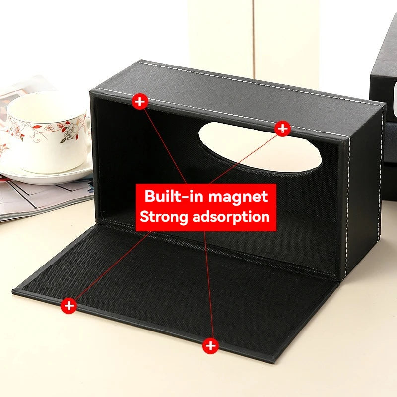 Hochwertige Leder Taschentuchbox für Wohnzimmer und Auto mit Papierschublade