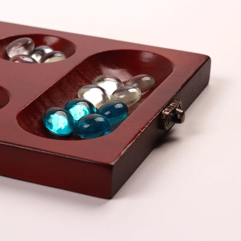 Faltbares Mancala Brettspiel aus Holz für Kinder und Erwachsene