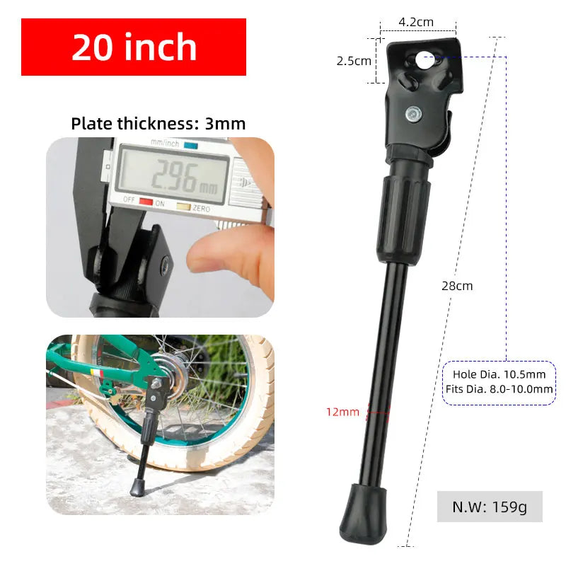 Kinder Fahrrad Seitenständer für 12-20 Zoll Laufräder - Stabiler Parkplatz