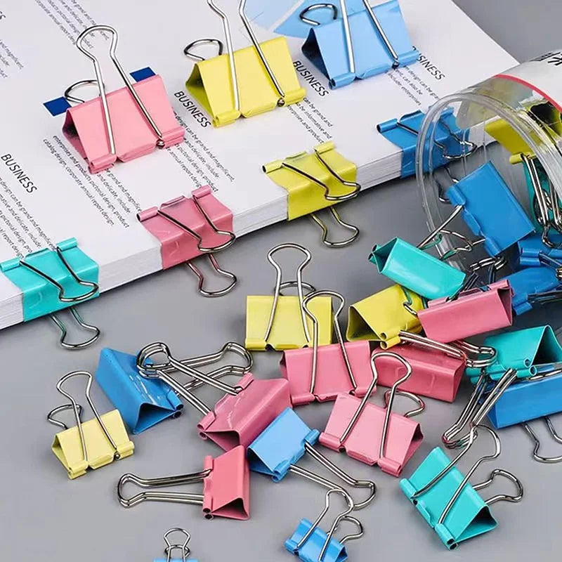 Farbenfrohe Metall Datei Clips im 4er-Set – Stark, rostfrei - vielseitig bis 32mm