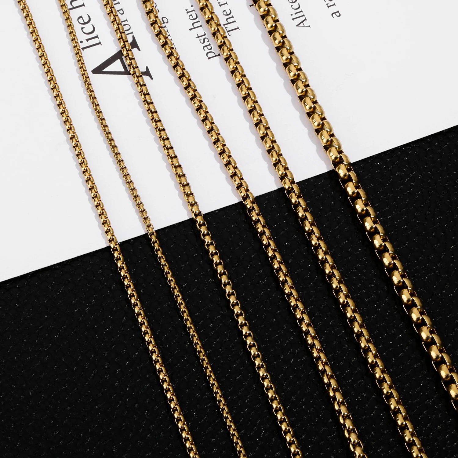 Schwarze Box Link Kette Edelstahl 2mm bis 5mm für Männer und Frauen-Yabubest - Home & More