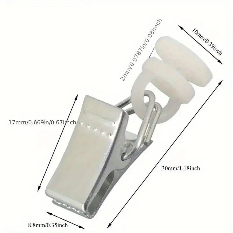 30 teiliges Set Metallvorhangklammern mit Nylonrollen für Schienen