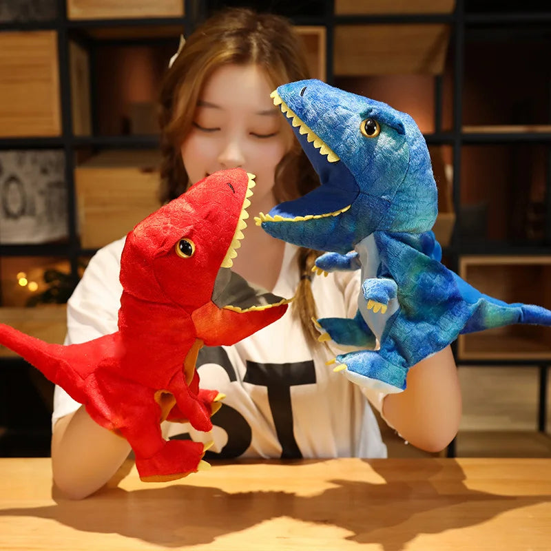 Plüsch Handpuppe Dinosaurier Triceratops und Tyrannosaurus für Kinder