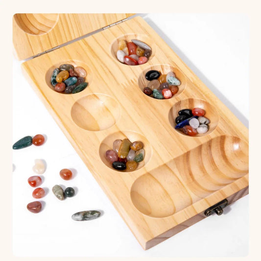 Authentisches Holz-Mancala Brettspiel – Handgefertigt, Traditionell und Zeitlos