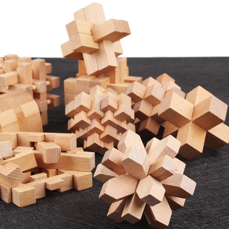 6-teiliges Holz Rätselwürfel Set für IQ Herausforderung