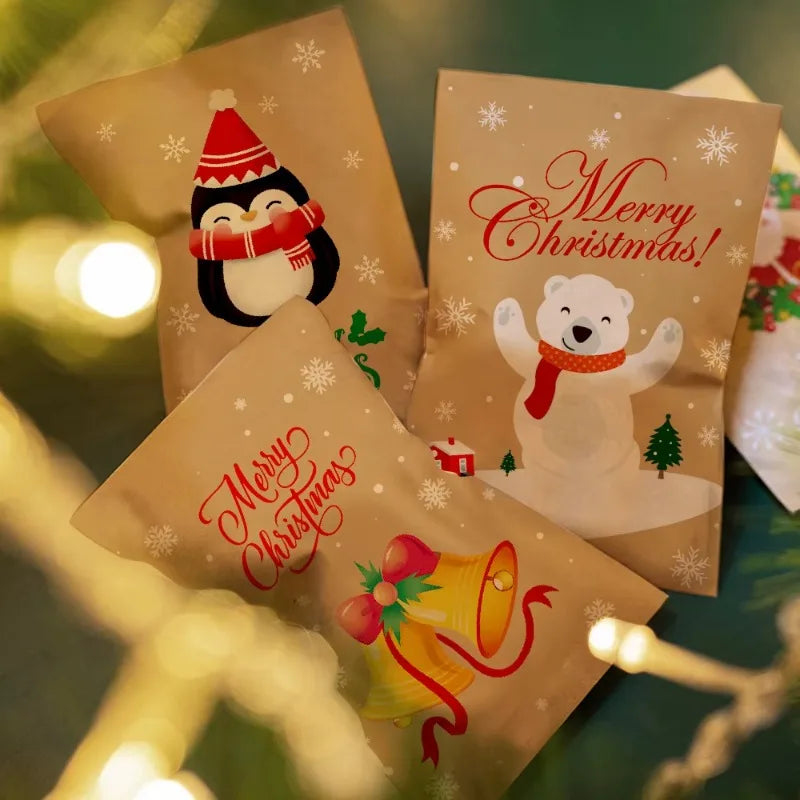 Kraftpapier Geschenktüten Set mit Aufklebern für Weihnachten Parties