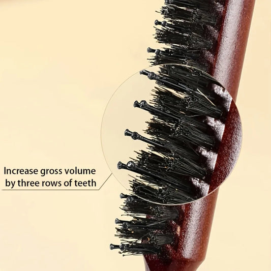 Haarbürste mit Wildschweinborsten Holzgriff Anti-Frizz Kopfhautmassage