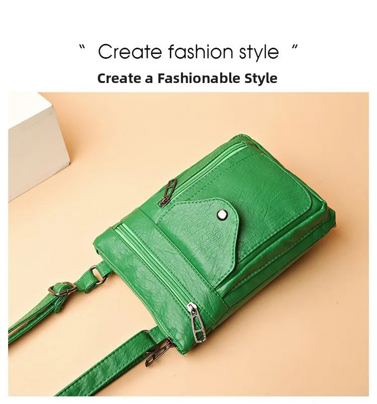 Modische Umhängetasche aus weichem Leder für Damen Handytasche