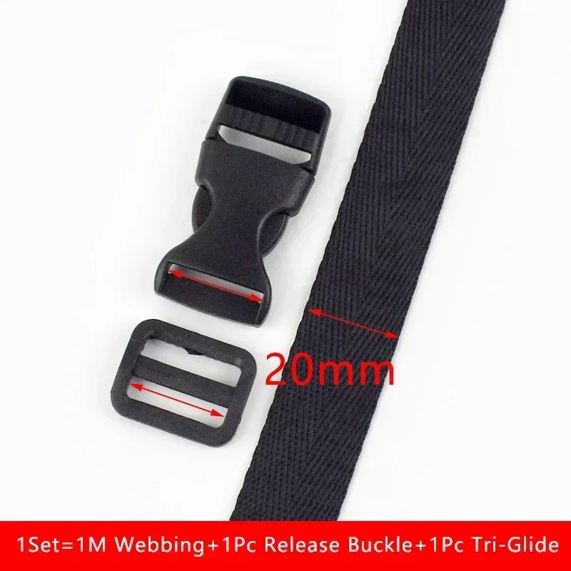 Nylon Gurtband Set 20-50mm mit Kunststoff Schnalle Tri-Glide Slider Haken