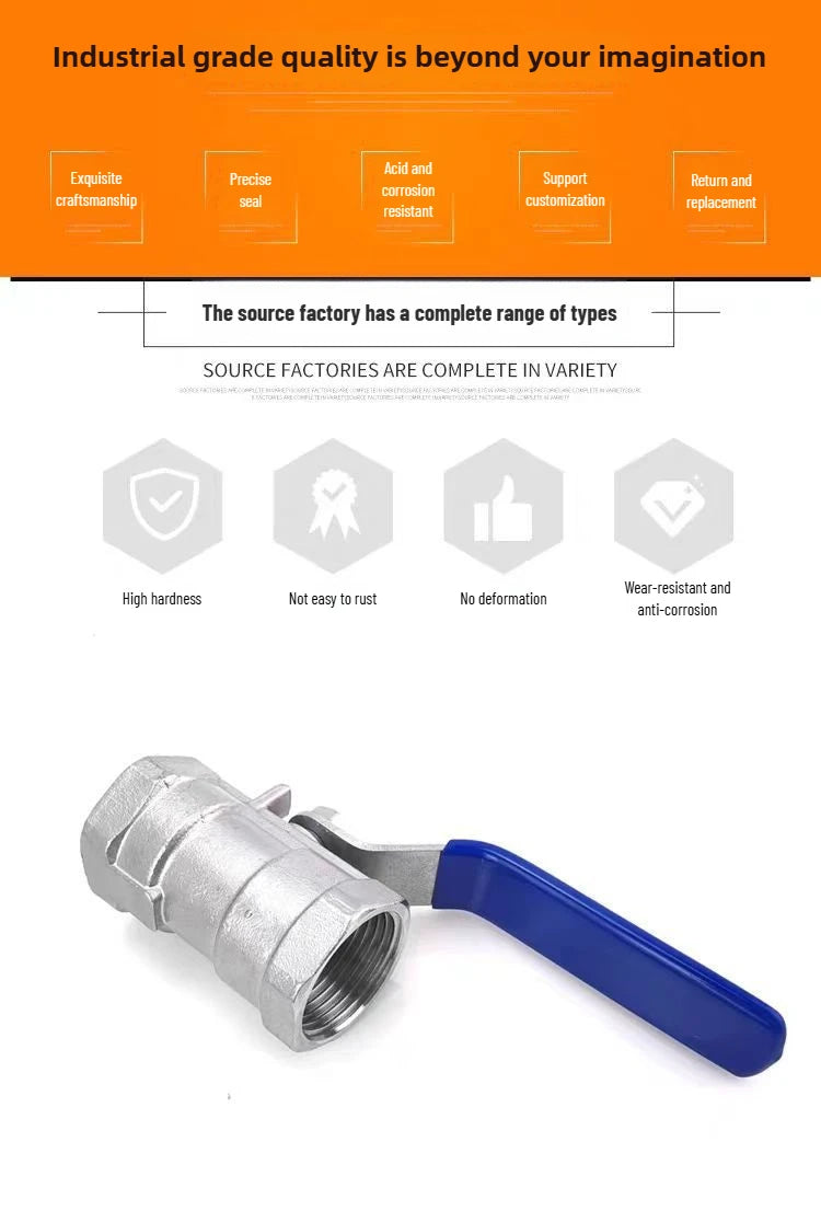 Robuste Edelstahlkugel für Ventile mit Vinylgriff und BSP-Gewinde