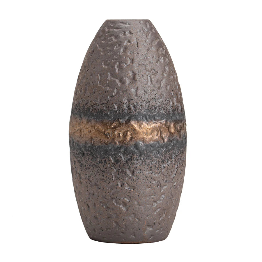 Kleine Keramikvase - Grobstruktur Vintage Design - Japanischer Stil für Wohnzimmer und Esstisch