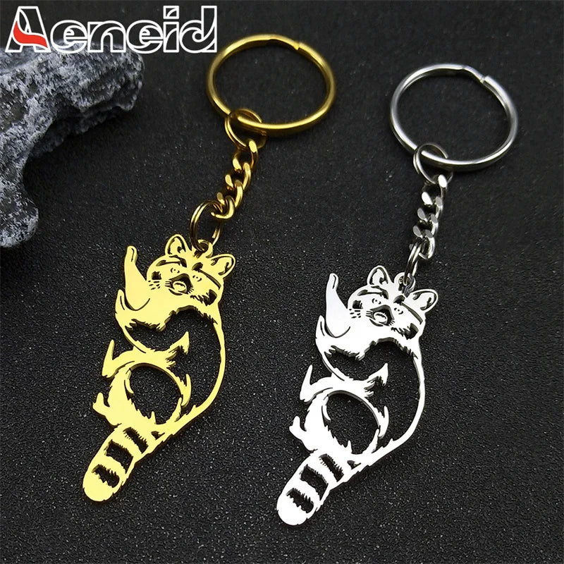 Koala Schlüsselanhänger Edelstahl Gold Silber Hohl Unisex Geschenk