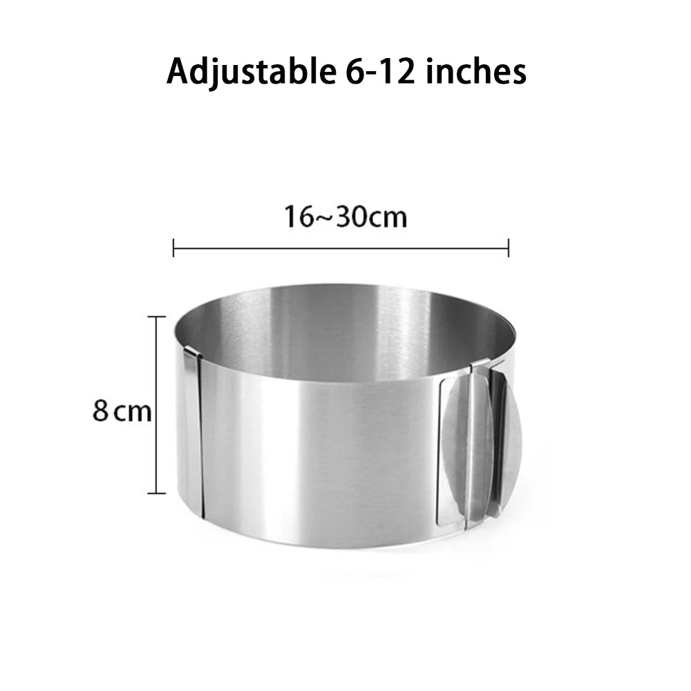 Flexibler Kuchenring 16–30 cm aus rostfreiem Edelstahl mit Skala für perfektes Backen