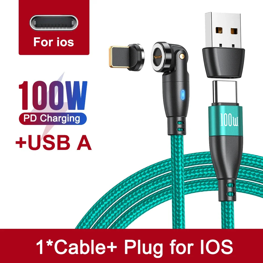 Magnetisches USB C Ladekabel 100W PD 5A – 540° Drehbar – Schnellladung - Daten