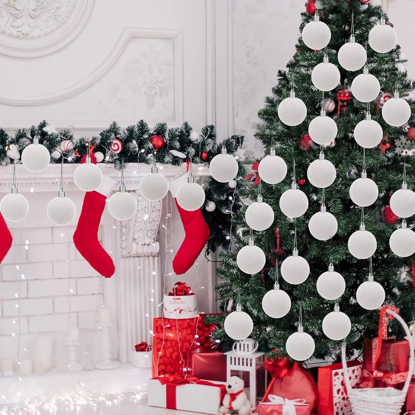 Dekorative Samt Weihnachtskugeln 6 cm 30 Stück in Weinrot