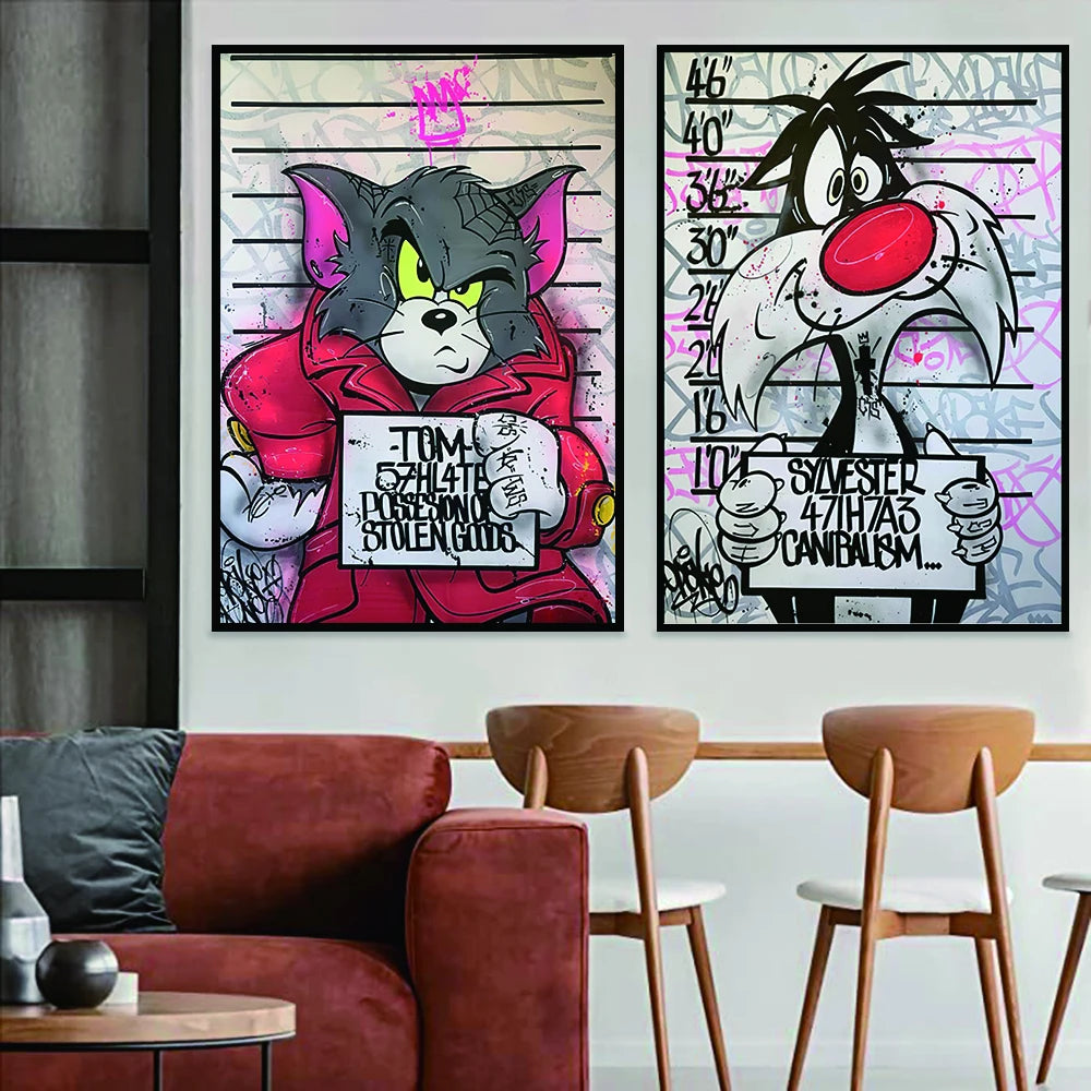 Disney Cartoon Leinwand Poster Mickey Mouse Donald Duck Wandbild