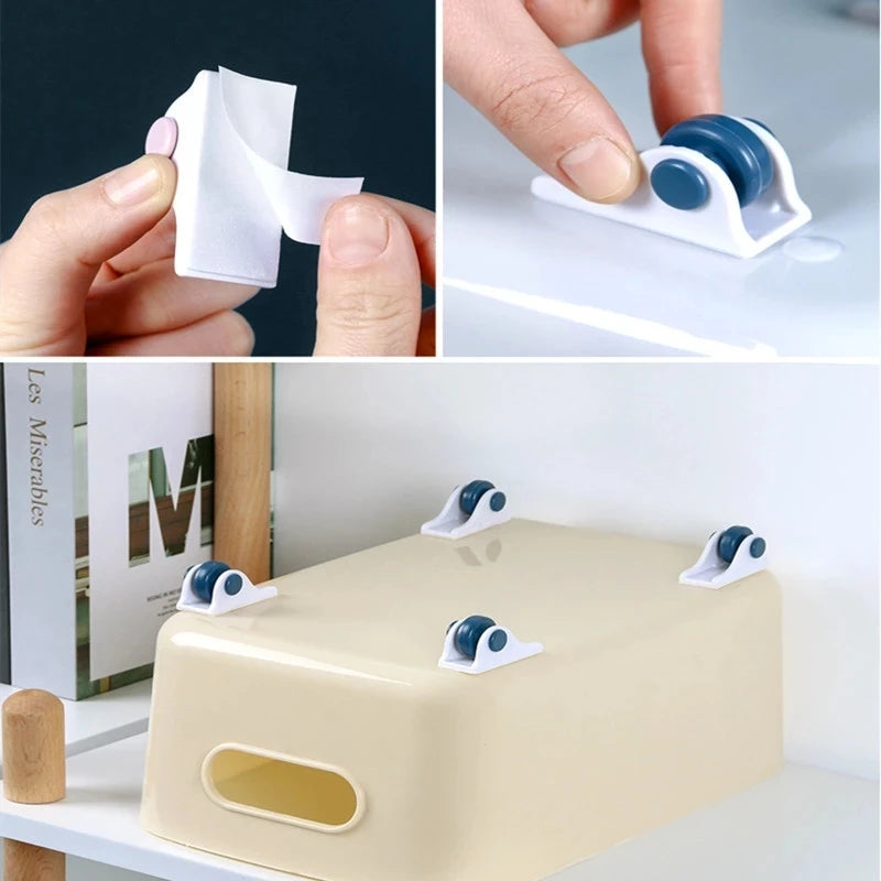 4/8x Selbstklebende Rollen für Lagerboxen Möbel Haushalt Boden Caster