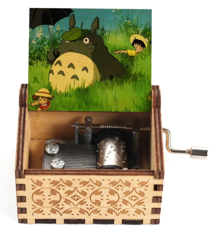 Bemalte Holz-Spieluhr mit Handkurbel Luxuriöses Totoro Musikgeschenk