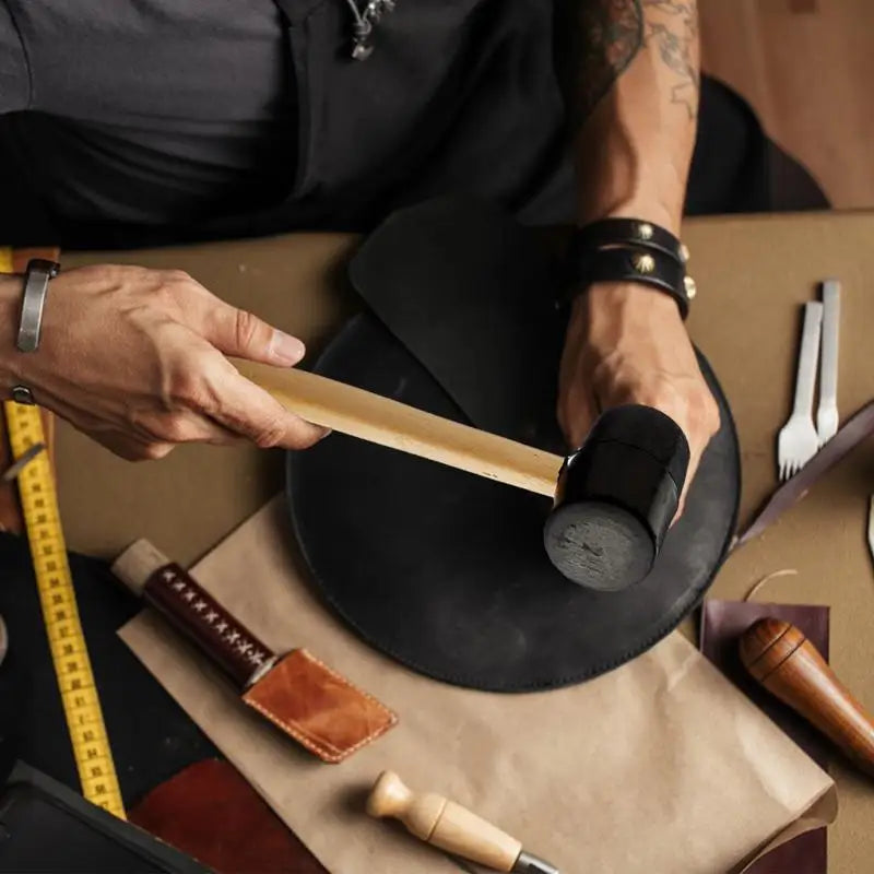 Gummi Hammer mit Holzgriff Doppelseitiger Vollgummikopf Rutschfest Boden