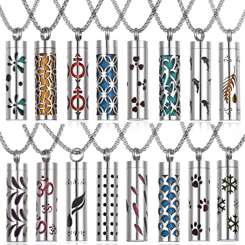 Edelstahl Aromatherapie Diffusor Halskette mit Liebe Motiv