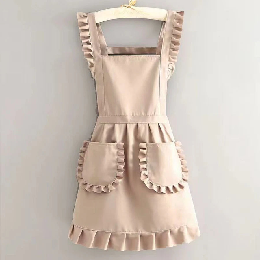 Wasserdichte koreanische Polyesterschürze mit Taschen für Damen S