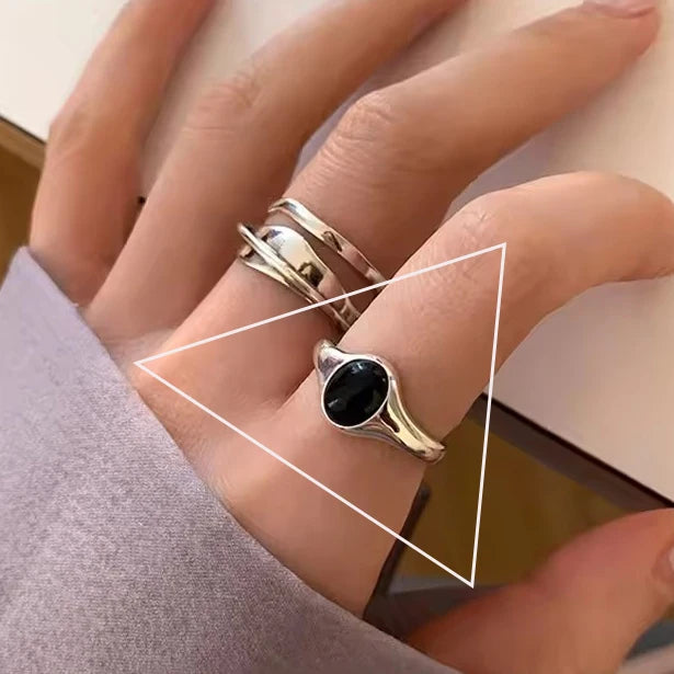 Verstellbarer Silberring mit hohlen Linien, stylischer Punk-Schmuck Unisex