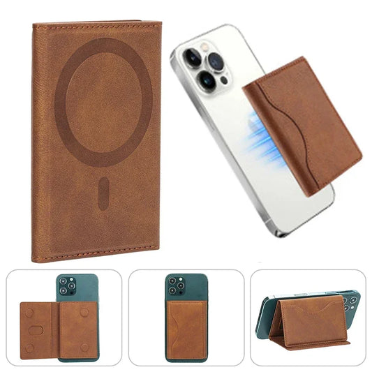 Unisex Magnetischer PU Leder Kartenhalter – MagSafe kompatibel für Handy