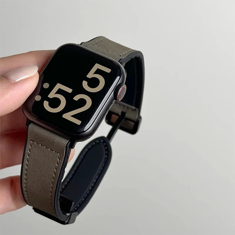 Lederarmband für Smartwatch kompatibel mit 40 41 42 44 45 46 49 mm
