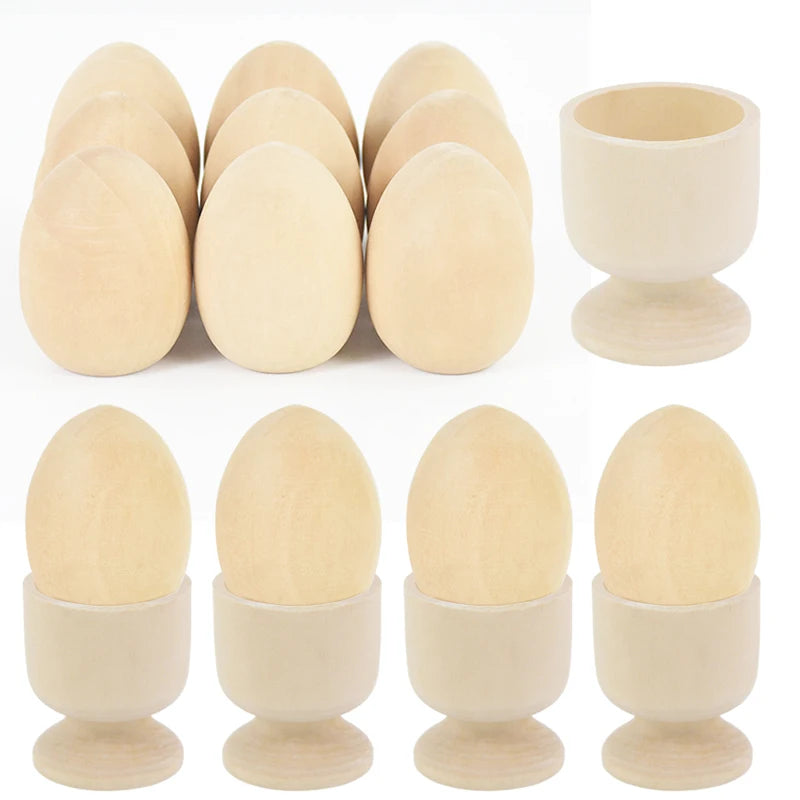 5 Stück Holz Eierhalter Ostern Ei Ständer DIY Graffiti Party Deko