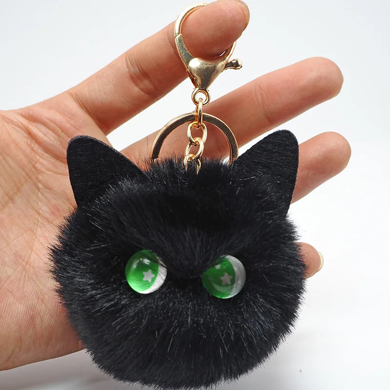 Niedlicher schwarzer Katzen-Plüsch-Schlüsselanhänger – süß - stylisch Geschenk