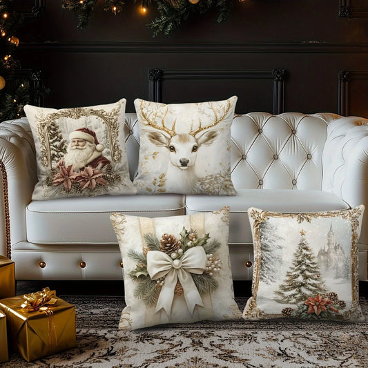 Weihnachtlicher Kissenbezug mit festlichen Motiven für Ihr Sofa