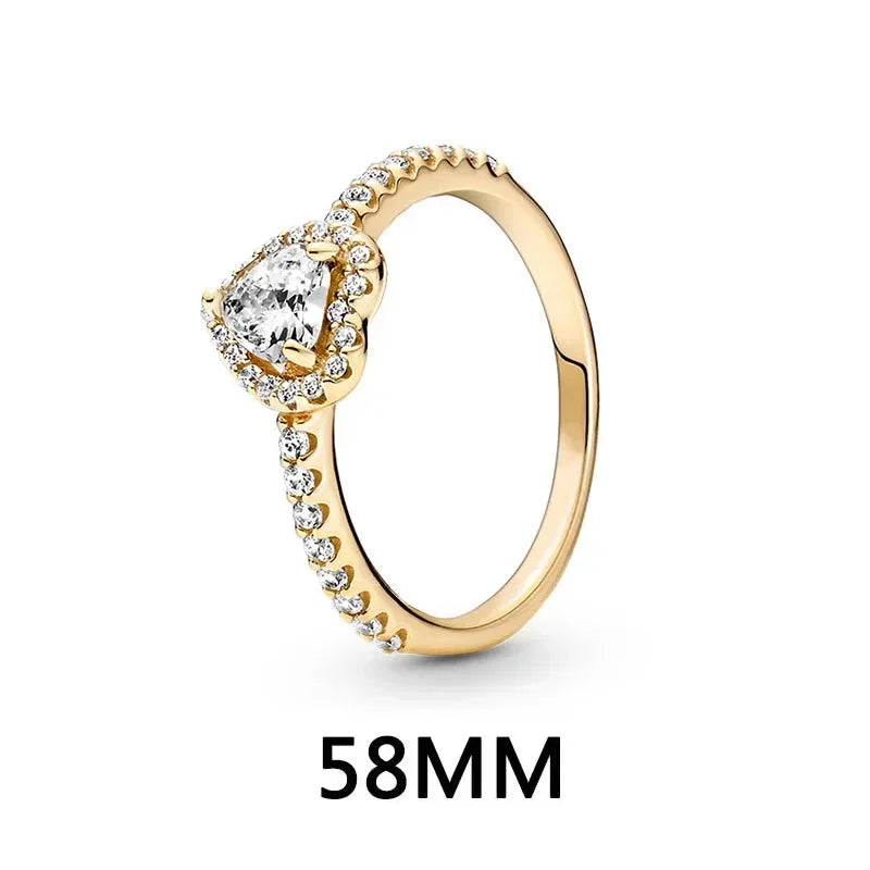 Funkelndes Schmuckset 925er Sterlingsilber Herz Ring Halskette Ohrringe